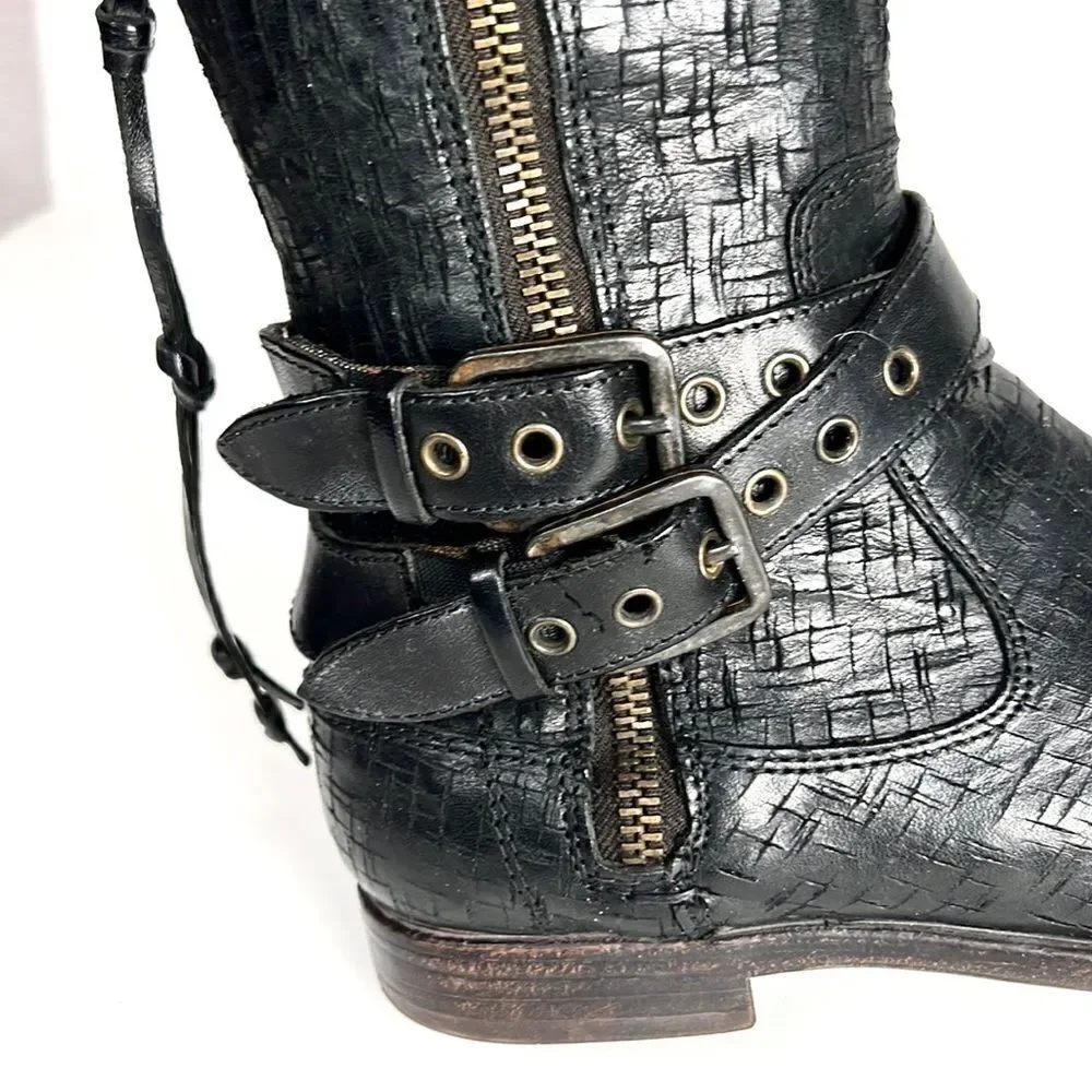 UGG Collection Nicoletta Scored Over-the-Knee Black Leather Boot size 6 1/2